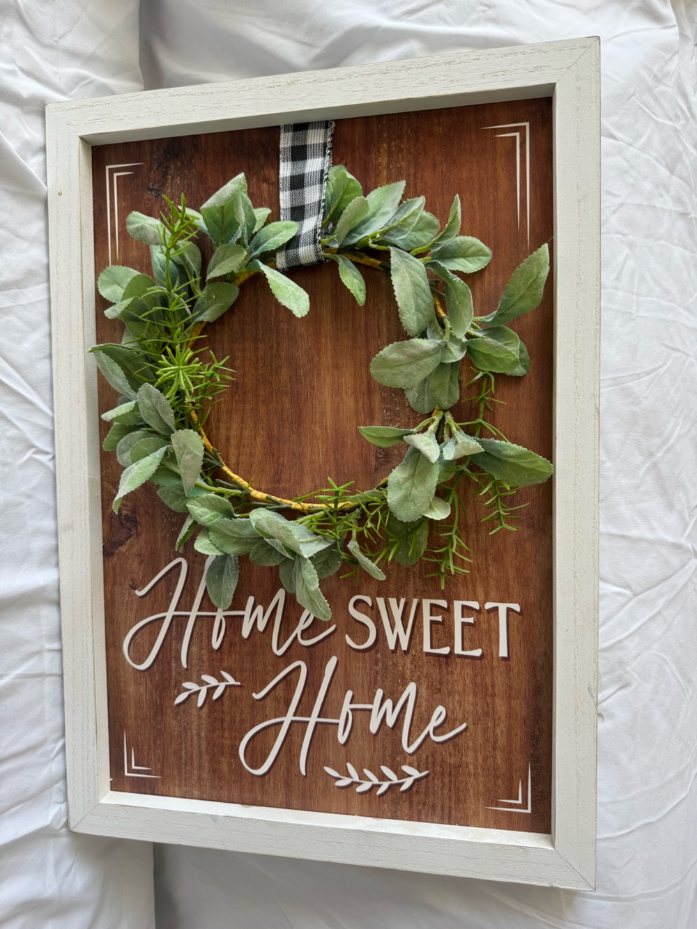 Home Sweet Home Framed Wall Decor with Greenery Wreath